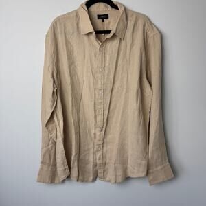 Quince 100% European Linen Relaxed Long Sleeve Shirt Driftwood XL NEW